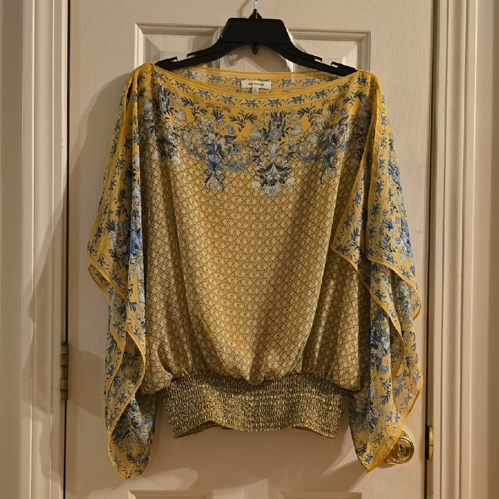 Max Studio Yellow and Blue Floral Blouse